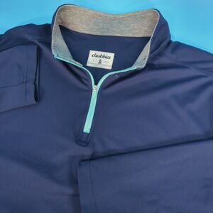 Chubbies Mens Large Navy Blue Quarter Zip Pullover Performance Stretch golf